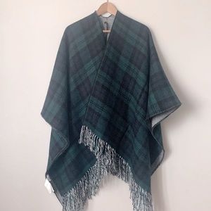 NWOT | SUBDUED • italian shop | twill open-front shawl cape with fringe